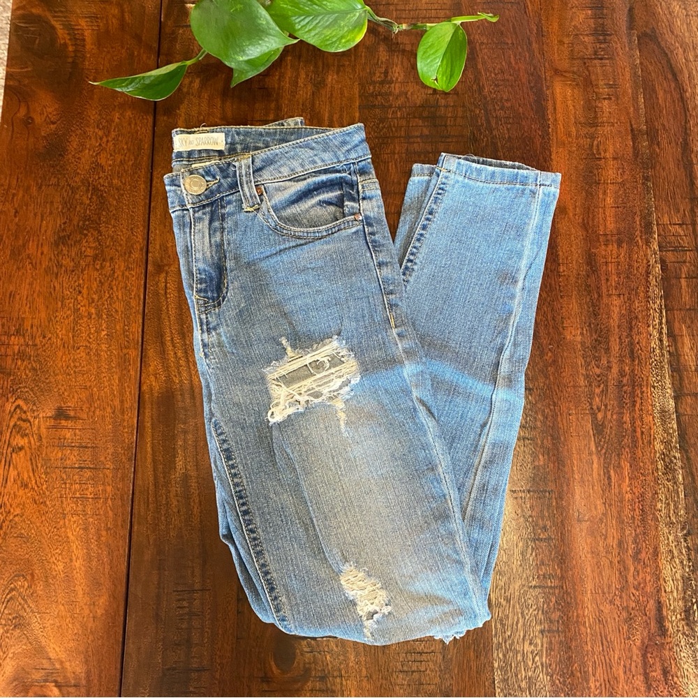 Sky and Sparrow Blue Skinny Distressed Jeans - 24